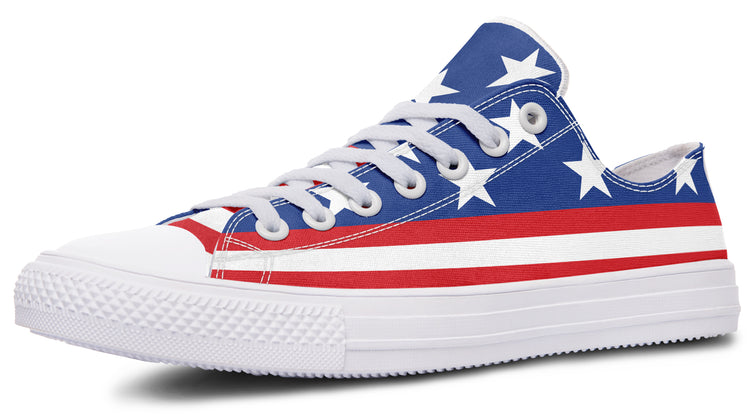 American Flag Large Low Tops ( Black or White Sole )