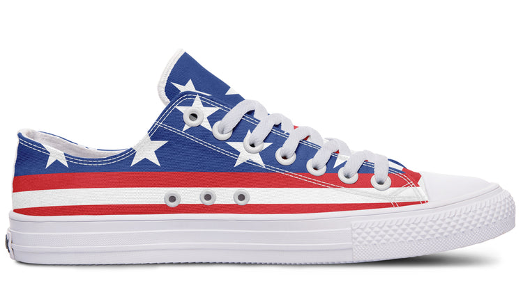 American Flag Large Low Tops ( Black or White Sole )