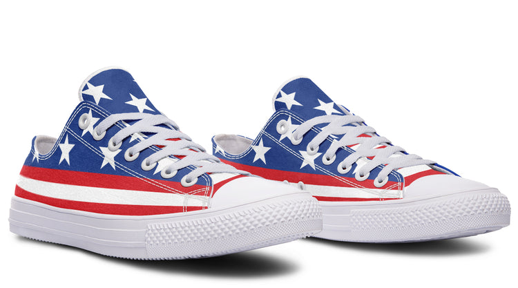 American Flag Large Low Tops ( Black or White Sole )