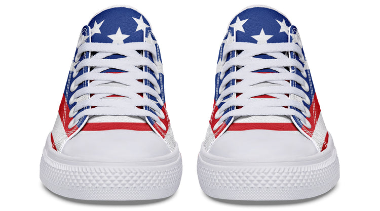 American Flag Large Low Tops ( Black or White Sole )