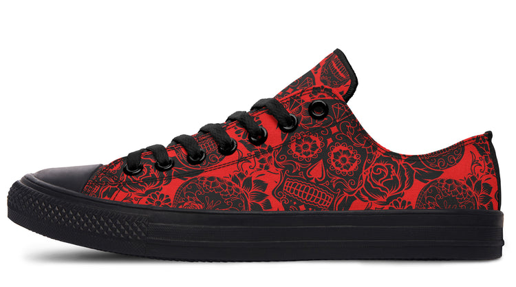 Calavera Red Low Tops ( Black or White Sole )