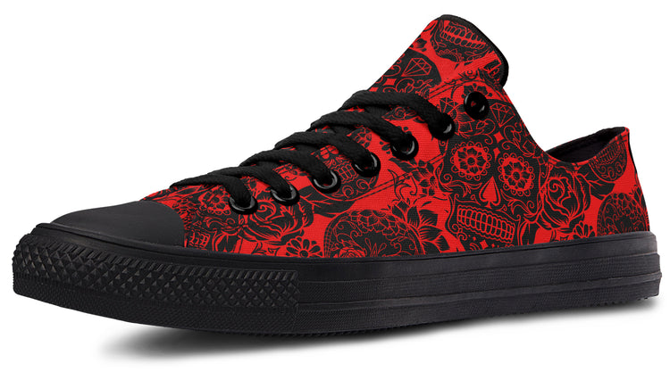 Calavera Red Low Tops ( Black or White Sole )