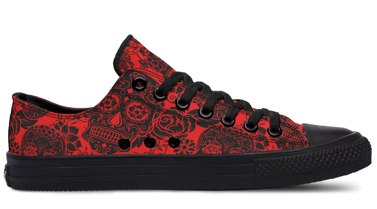 Calavera Red Low Tops ( Black or White Sole )