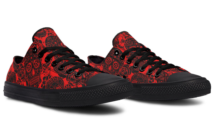 Calavera Red Low Tops ( Black or White Sole )