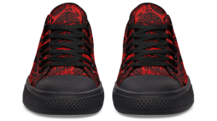 Calavera Red Low Tops ( Black or White Sole )