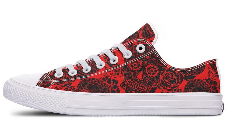 Calavera Red Low Tops ( Black or White Sole )