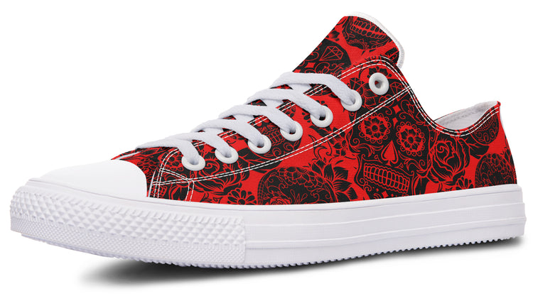 Calavera Red Low Tops ( Black or White Sole )