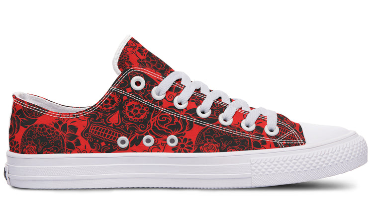 Calavera Red Low Tops ( Black or White Sole )