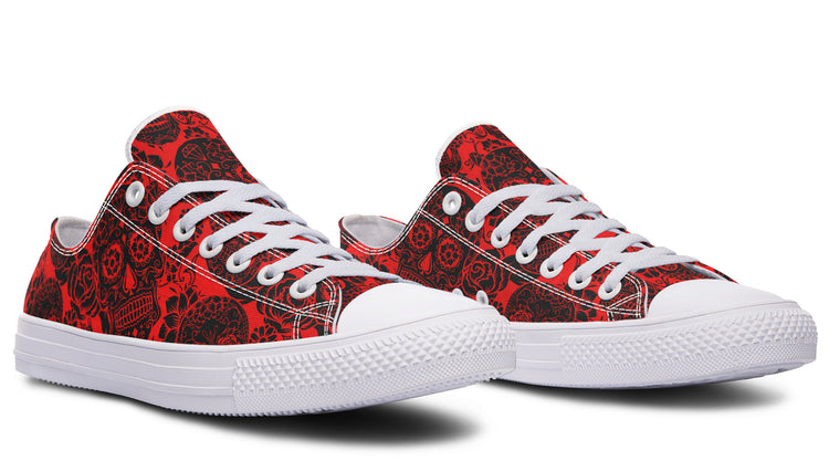 Calavera Red Low Tops ( Black or White Sole )