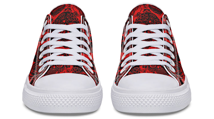 Calavera Red Low Tops ( Black or White Sole )