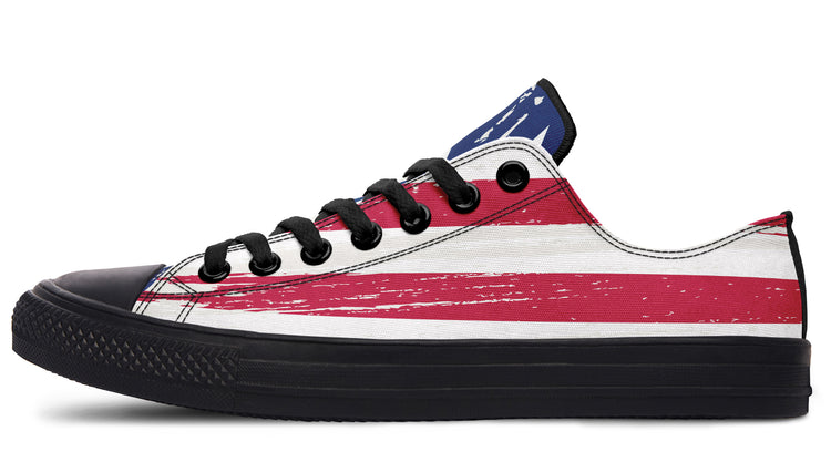 Vintage Flag Large Low Tops ( Black or White Sole )