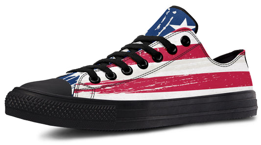 Vintage Flag Large Low Tops ( Black or White Sole )