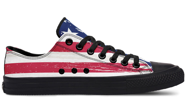 Vintage Flag Large Low Tops ( Black or White Sole )