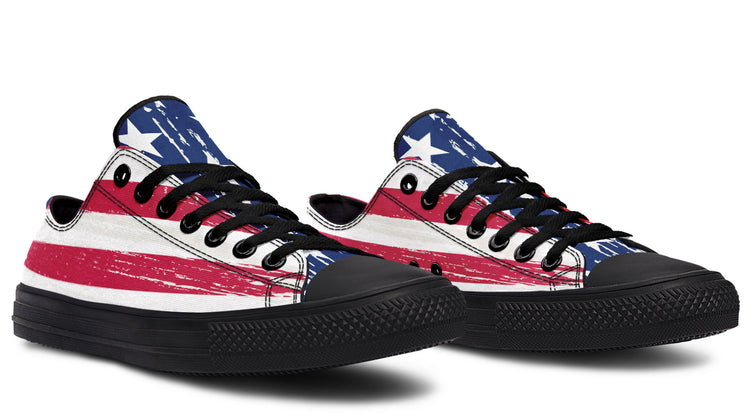 Vintage Flag Large Low Tops ( Black or White Sole )