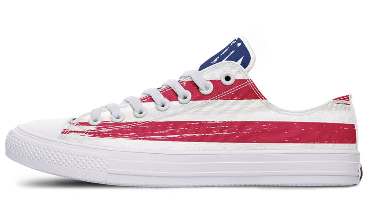 Vintage Flag Large Low Tops ( Black or White Sole )