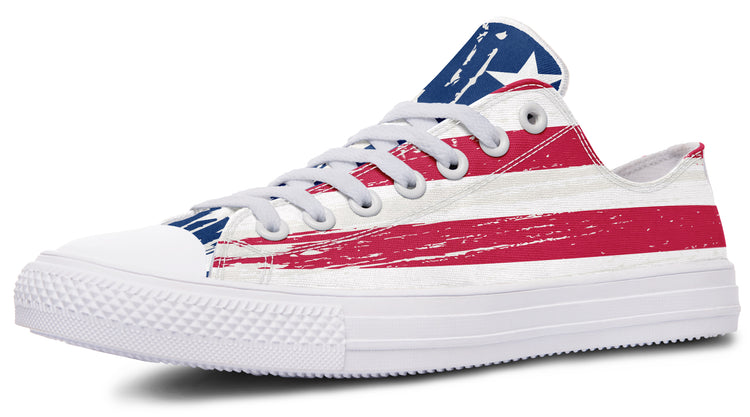 Vintage Flag Large Low Tops ( Black or White Sole )