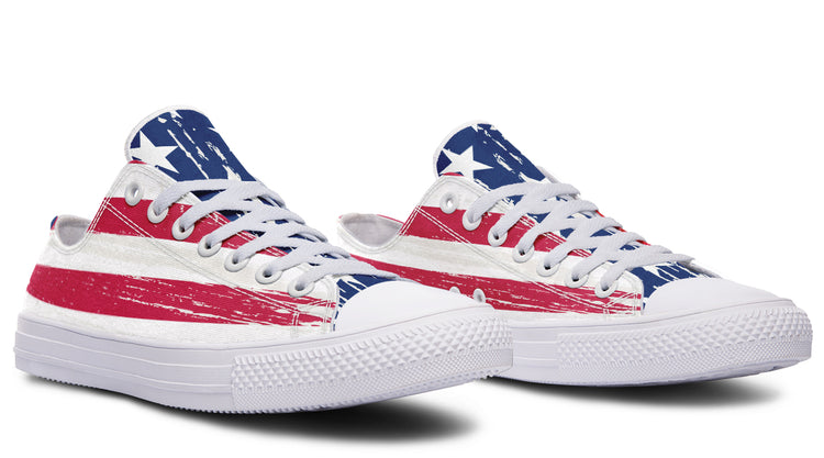 Vintage Flag Large Low Tops ( Black or White Sole )