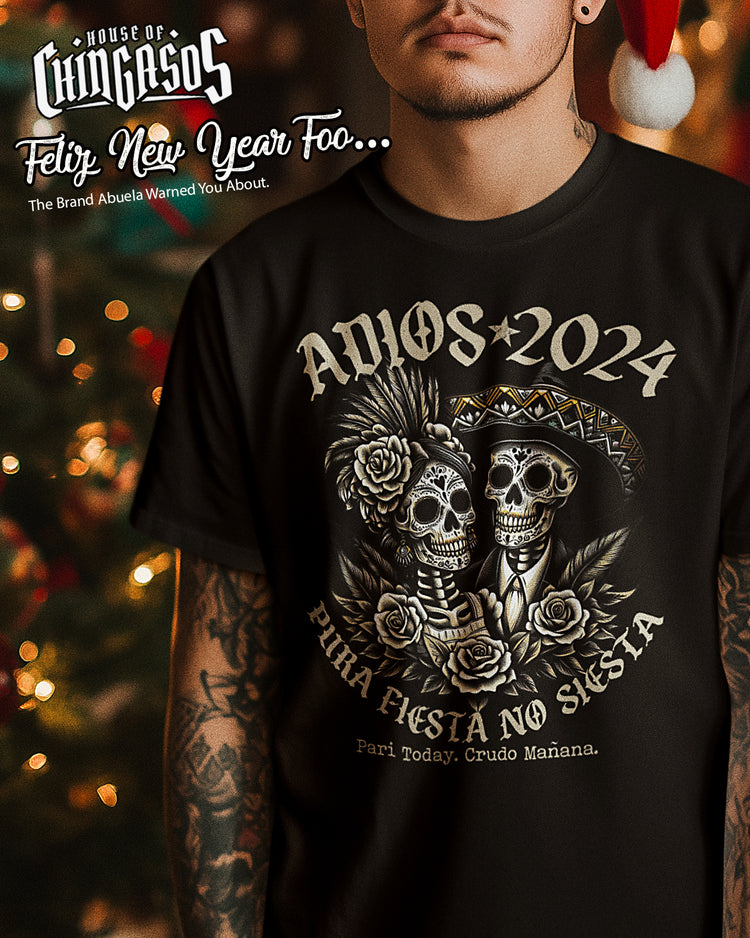 Adios 2024 Feliz Año Nuevo New Years Calaveras T-Shirt