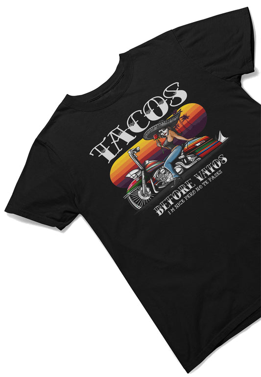 Los Tacos Before Vatos OG Chicana Vibes T-Shirt