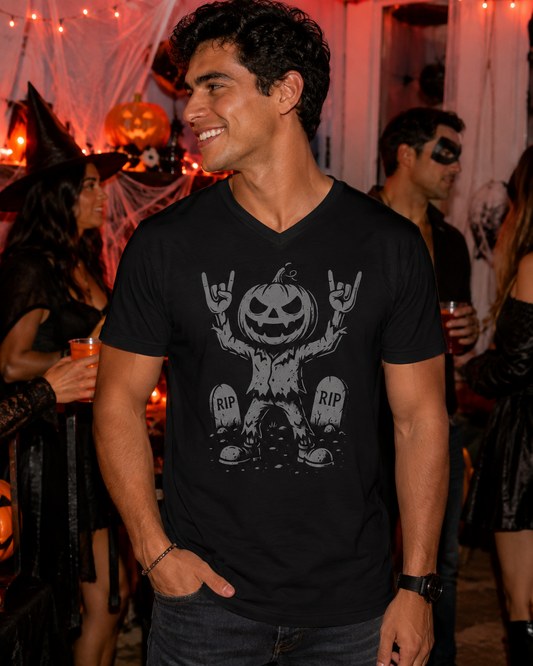 El Rocker Pumpkin King V-Neck T-Shirt