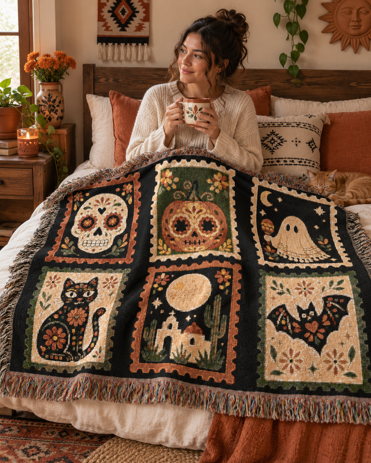 Espooky Stamp Woven Throw