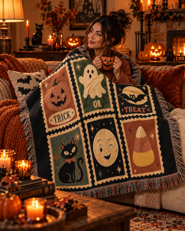 Halloween Patchwork Woven Blanket 52" × 37"