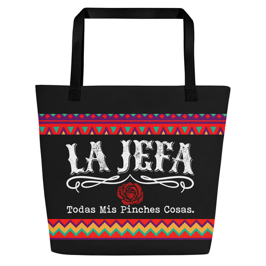 All-Over Print La Jefe Todas Mis Pinches Cosas Large Tote Bag