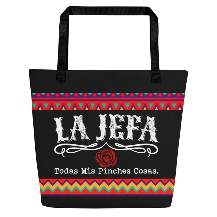 All-Over Print La Jefe Todas Mis Pinches Cosas Large Tote Bag