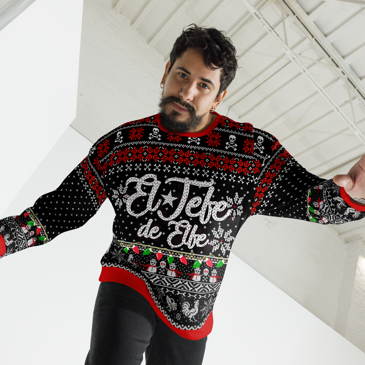 Premium Fleece El Jefe De Elfe Christmas Sweatshirt