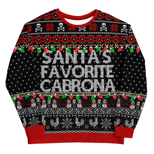 Premium Fleece-lined Santa's Favorite Cabrona Navidad Sweatshirt