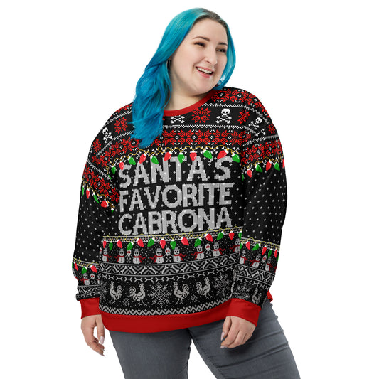 Premium Fleece-lined Santa's Favorite Cabrona Navidad Sweatshirt
