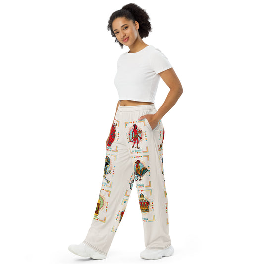 La Loteria Cream Super Soft Wide-leg Pajama/Sweats Bottoms