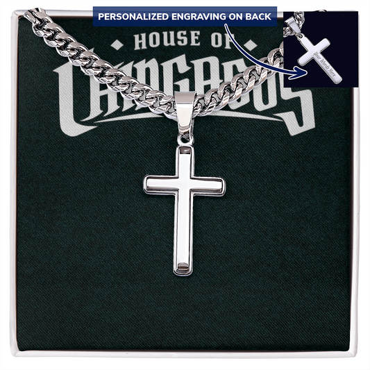 Personalized Cross with Cuban Link Chain