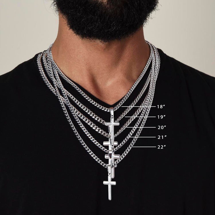 Personalized Cross with Cuban Link Chain