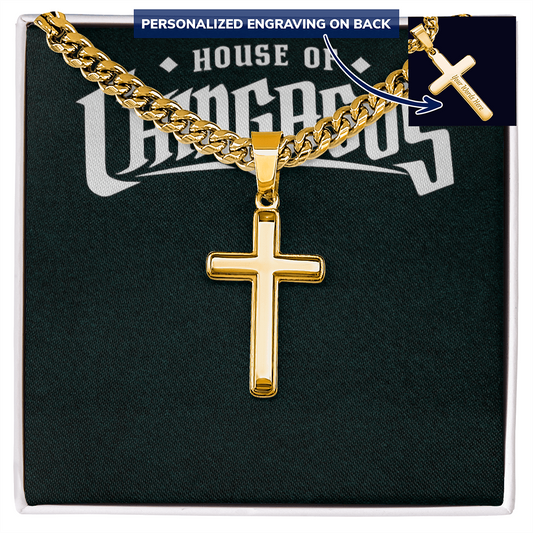 Personalized Cross with Cuban Link Chain