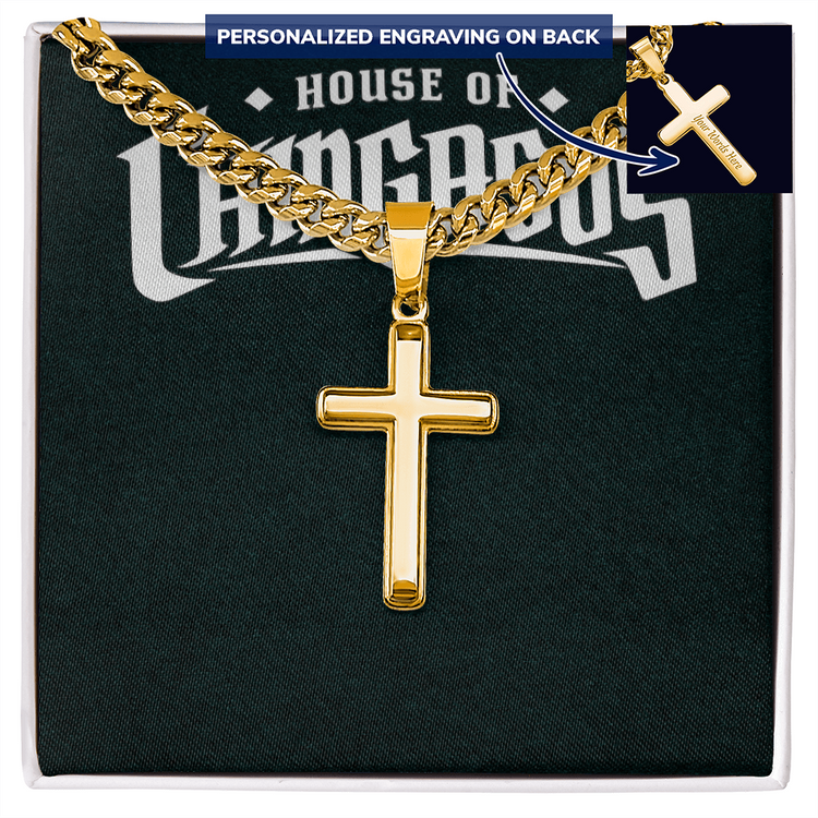 Personalized Cross with Cuban Link Chain