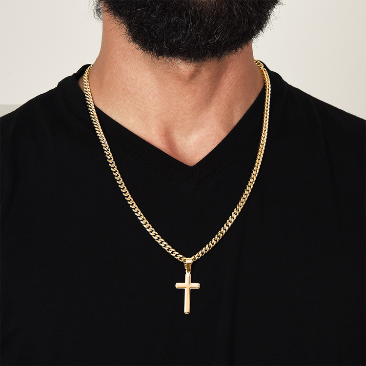 Personalized Cross with Cuban Link Chain