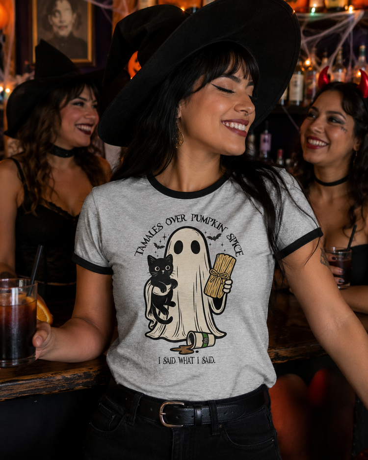 Tamales Over Pumpkin Spice Retro Ringer t-shirt
