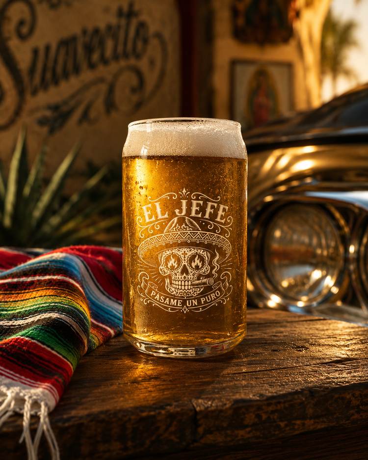 El Jefe Can-shaped glass