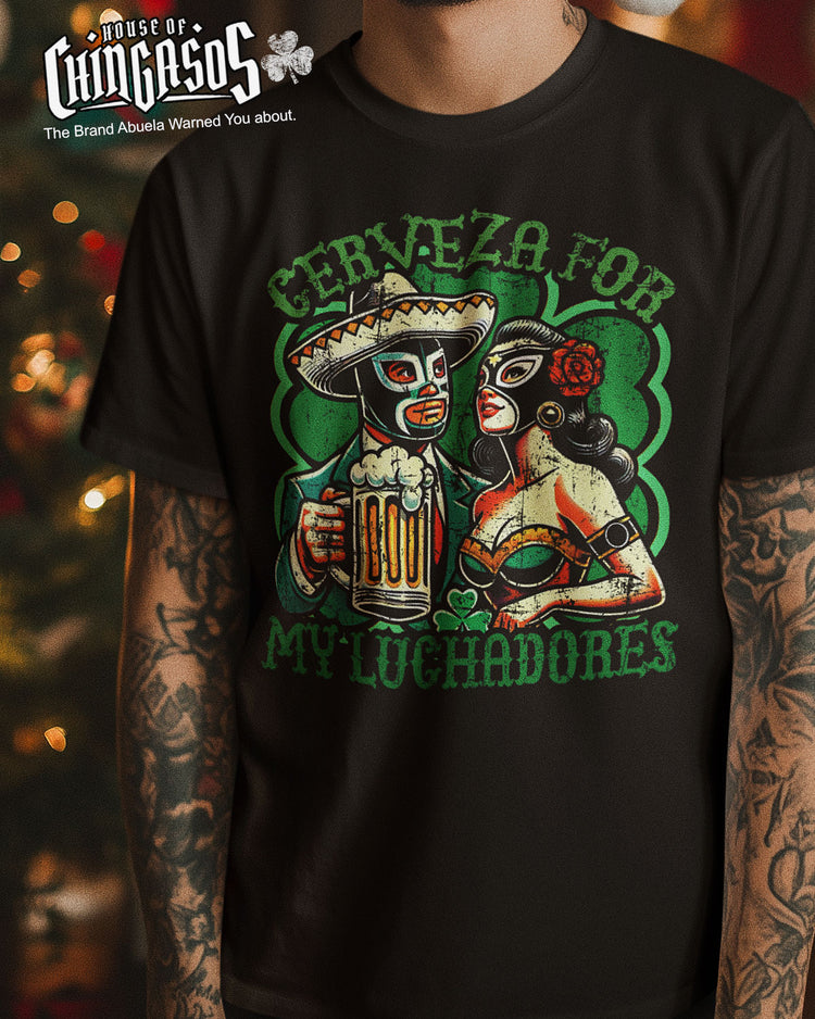 Cerveza For My Luchadores Old School St. Patrick's T-Shirt