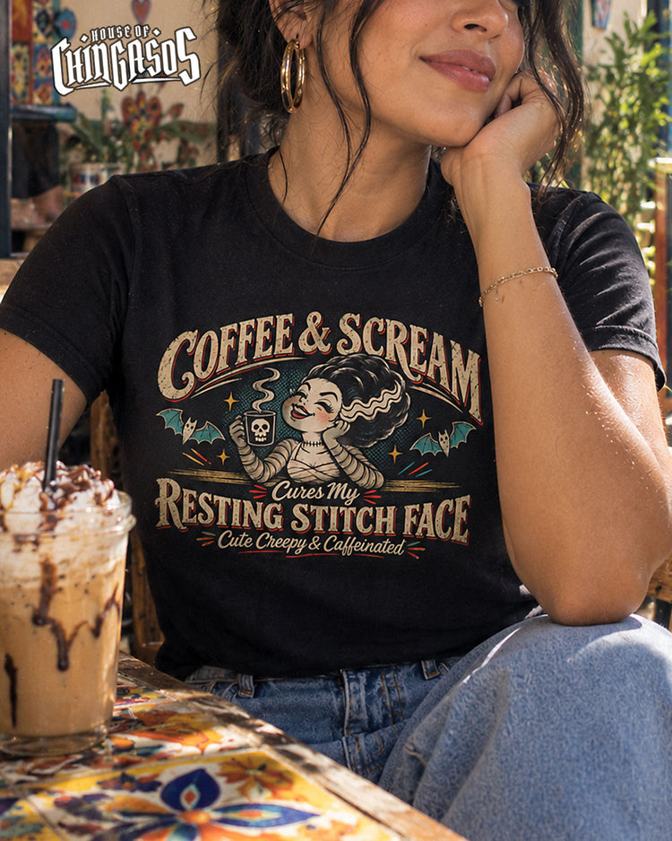 Coffee & Scream Resting Stitch Face T-Shirt