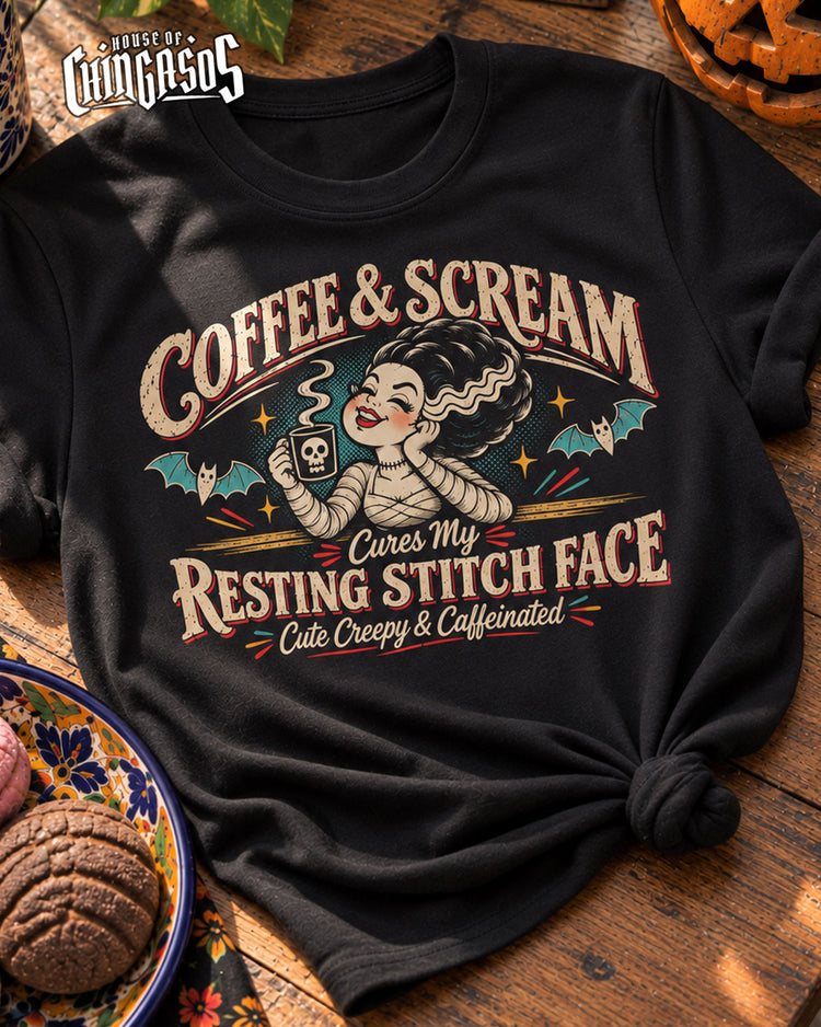 Coffee & Scream Resting Stitch Face T-Shirt