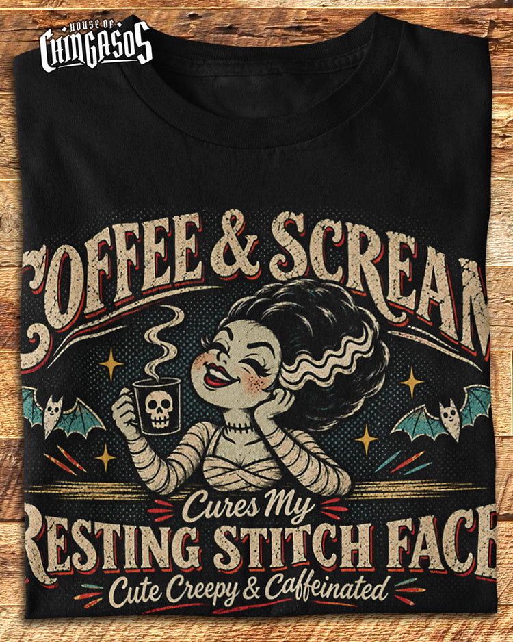 Coffee & Scream Resting Stitch Face T-Shirt