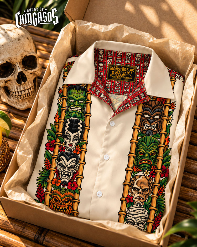 Monsters & Mai Tais Vintage Button Up ( Cream )