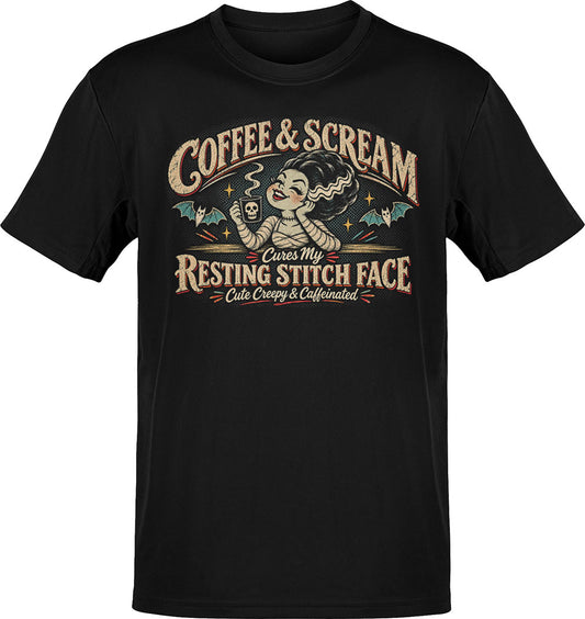 Coffee & Scream Resting Stitch Face T-Shirt