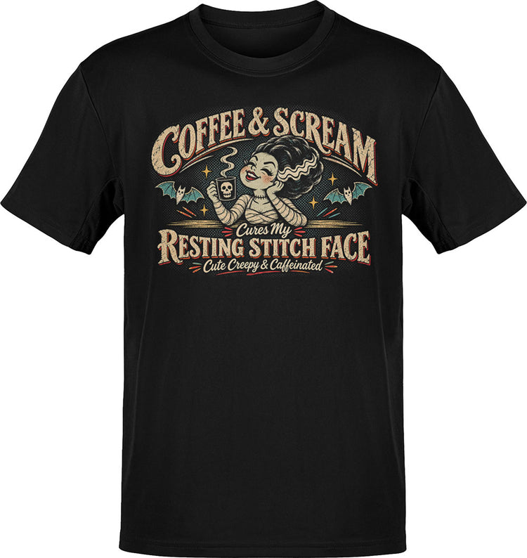 Coffee & Scream Resting Stitch Face T-Shirt