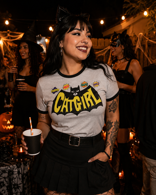 The Cat Girl Bat Action Ringer Tee