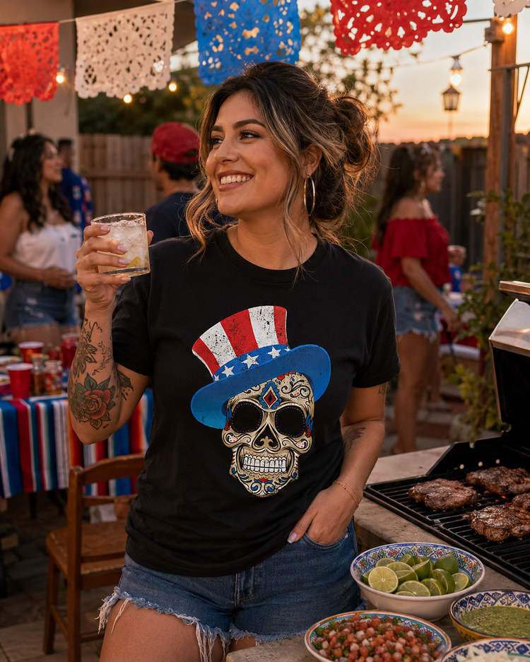 4th Of July American Sugar Skull T-shirt