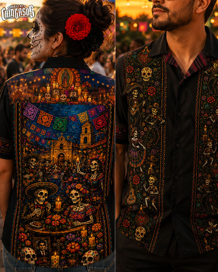 Dia De Los Muertos Guayabera