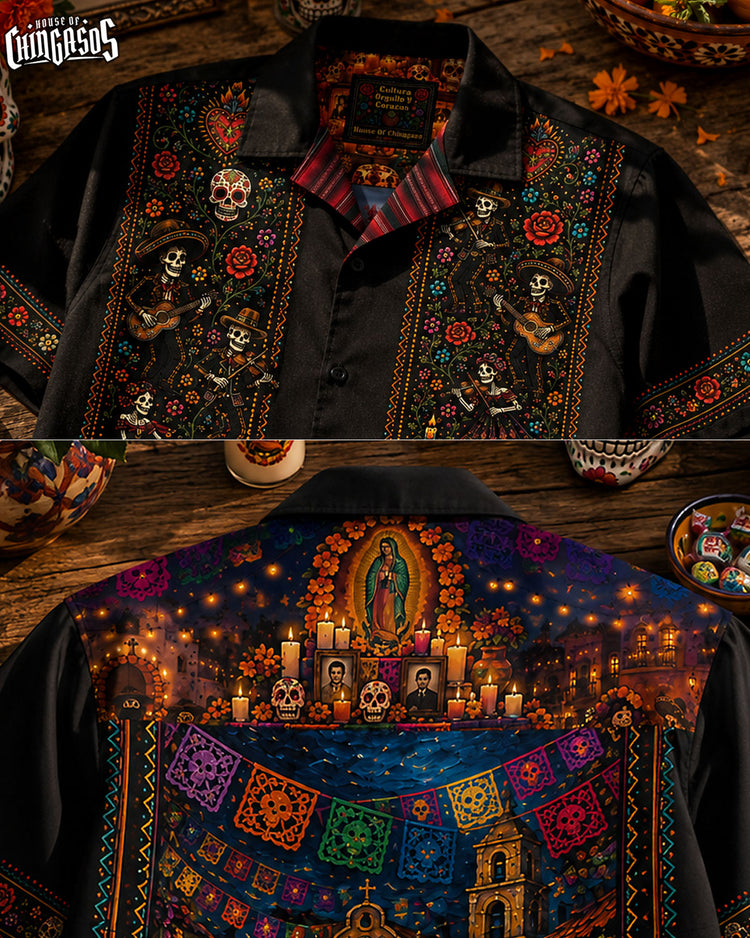 Dia De Los Muertos Guayabera